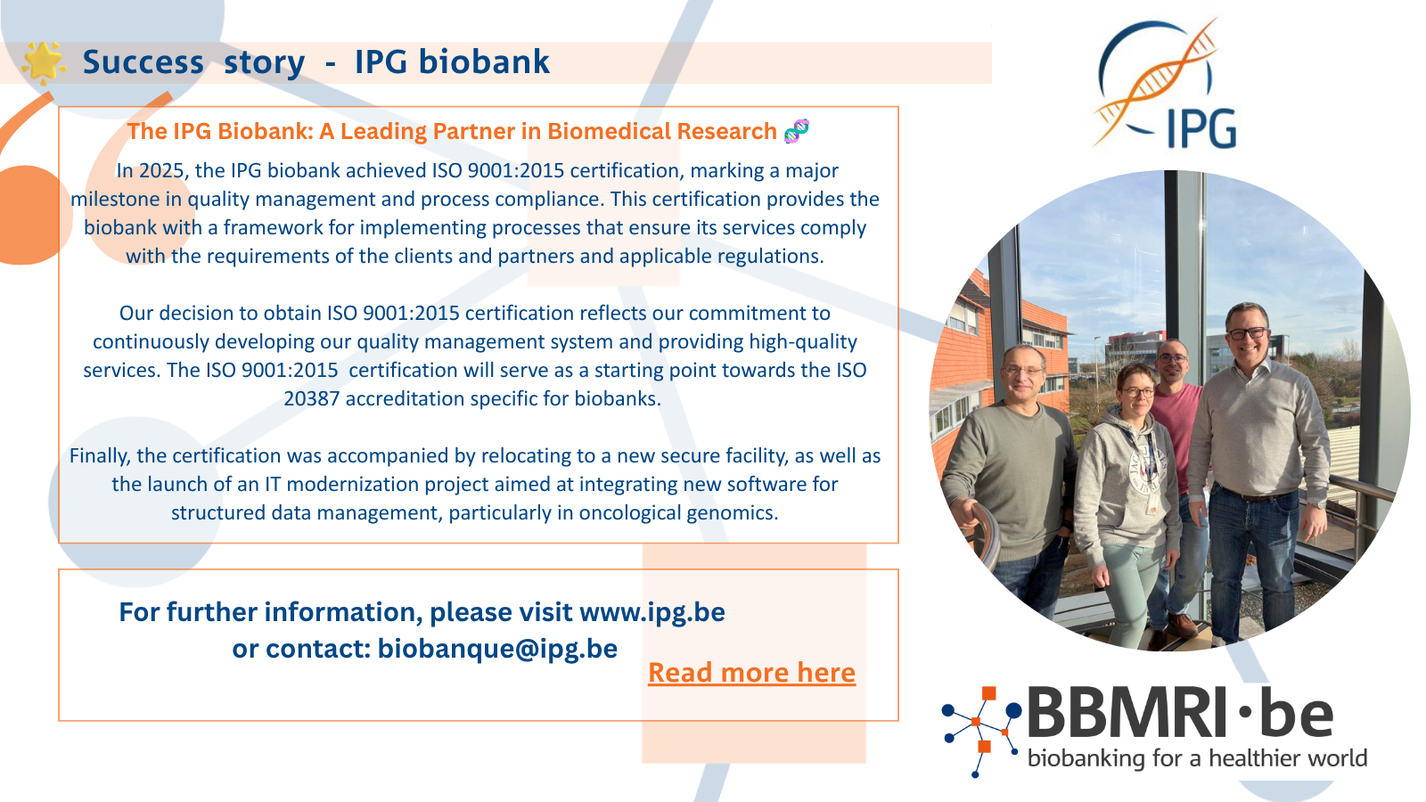 Success Story #6– IPG Biobank